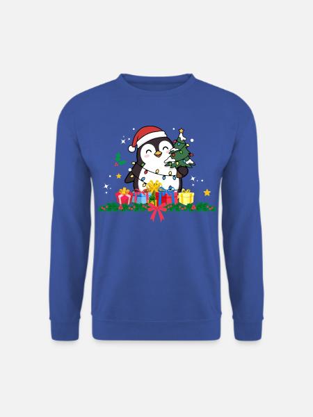Lustige Pinguin-Weihnachten. Weihnachts-Pinguin - Unisex Pullover - Royalblau