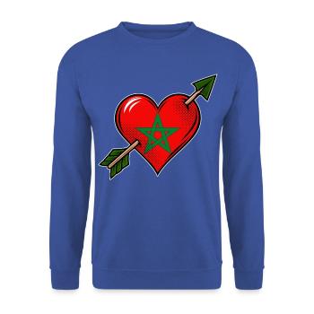 Marokko Flagge Herz mit Pfeil - Unisex Pullover - Royalblau - Vorne - Alina (178cm) & Michal (187cm)