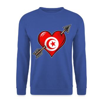 Tunesien Flagge Herz mit Pfeil - Unisex Pullover - Royalblau - Vorne - Alina (178cm) & Michal (187cm)
