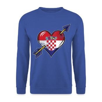 Kroatien Flagge Herz mit Pfeil used look - Unisex Pullover - Royalblau - Vorne - Alina (178cm) & Michal (187cm)