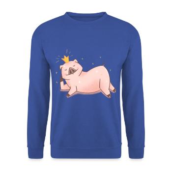 Princesse Cochon - Sweat-shirt Unisexe - bleu royal - Devant - Alina (178cm) & Michal (187cm)