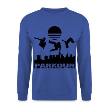 Parkour - Unisex Pullover - Royalblau - Vorne - Alina (178cm) & Michal (187cm)