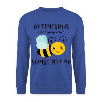 Biene Optimismus Sumsi mit Po - Unisex Pullover - Royalblau - Vorne - Alina (178cm) & Michal (187cm)