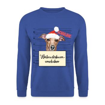 Weihnachtsbaum Umschubser Italienischer Windhund - Unisex Pullover - Royalblau - Vorne - Alina (178cm) & Michal (187cm)