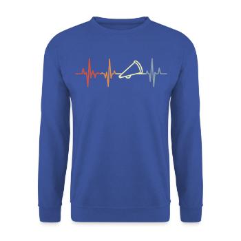 Vintage Megaphon Herzschlag - Unisex Pullover - Royalblau - Vorne - Alina (178cm) & Michal (187cm)