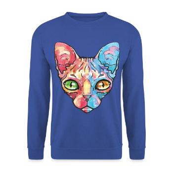 Egyptian Mau Colorful - Unisex Sweatshirt - royal blue - Front - Alina (178cm) & Michal (187cm)