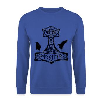 hammer thor ravens - Unisex Sweatshirt - royal blue - Front - Alina (178cm) & Michal (187cm)
