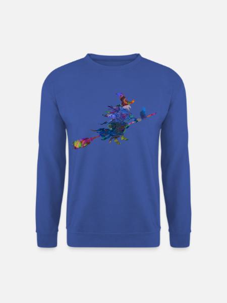 Halloween Hexe Hexenbesen Katze bunt magisch 2 - Unisex Pullover - Royalblau