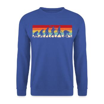 Evolution Pilzsammler, Pilze sammeln Vintage - Unisex Pullover - Royalblau - Vorne - Alina (178cm) & Michal (187cm)
