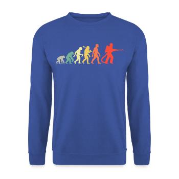 Feuerwehr Evolution Für Den Feuerwehrmann - Unisex Pullover - Royalblau - Vorne - Alina (178cm) & Michal (187cm)