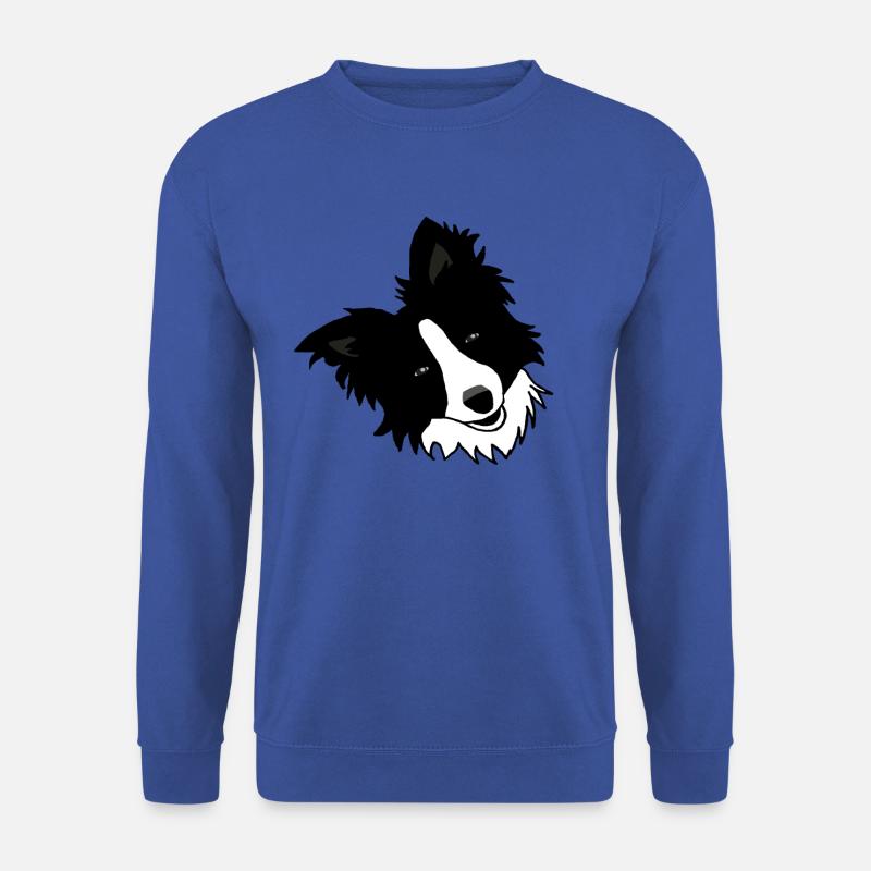 Hund, Collie, schwarz weiß, süß, Comic - Unisex Pullover - Royalblau