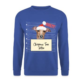 Weihnachtsbaum Umschubser Italienischer Windhund - Unisex Pullover - Royalblau - Vorne - Alina (178cm) & Michal (187cm)