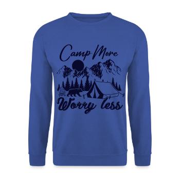 Camping Wohnmobil Van Vintage im Wohnwagen Caravan - Unisex Pullover - Royalblau - Vorne - Alina (178cm) & Michal (187cm)
