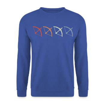 Bogensport Vintage - Unisex Pullover - Royalblau - Vorne - Alina (178cm) & Michal (187cm)