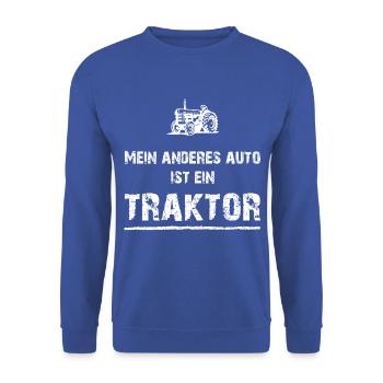 Mein anderes Auto ist ein Traktor! - Unisex Pullover - Royalblau - Vorne - Alina (178cm) & Michal (187cm)