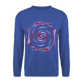 centrifugal pattern, Kreiselmuster - Unisex Pullover - Royalblau - Vorne - Alina (178cm) & Michal (187cm)