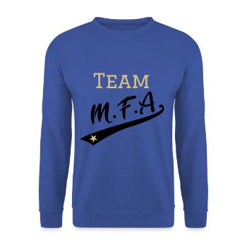 Team Mfa | Medizinische Fachangestellte Arztpraxis - Unisex Pullover - Royalblau - Vorne - Alina (178cm) & Michal (187cm)