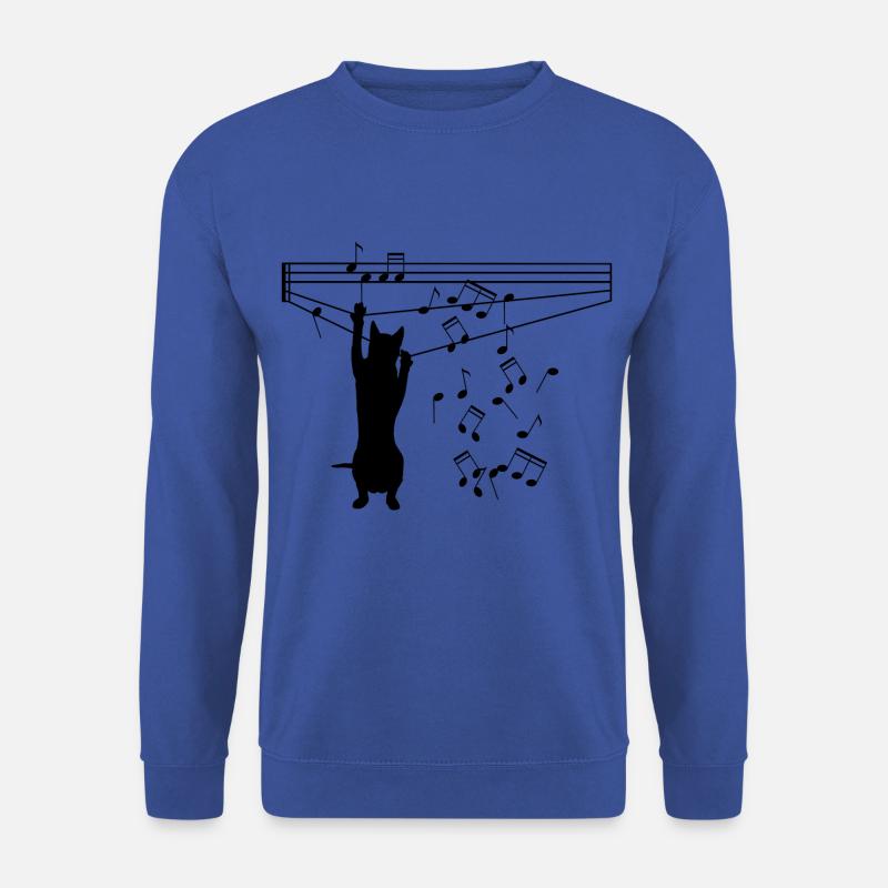 Katze spielt mit Noten - Unisex Pullover - Royalblau