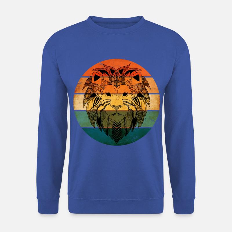 Retro Sunset Lion Face Mandala Stil Afrika Löwe - Unisex Pullover - Royalblau