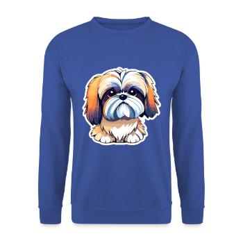 Dessin de chien Shih Tzu - Sweat-shirt Unisexe - bleu royal - Devant - Alina (178cm) & Michal (187cm)