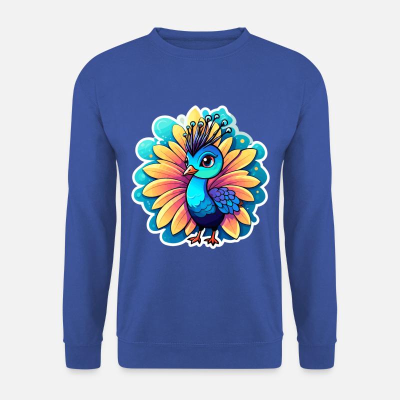 Pfau Vogel Zeichnung - Unisex Pullover - Royalblau