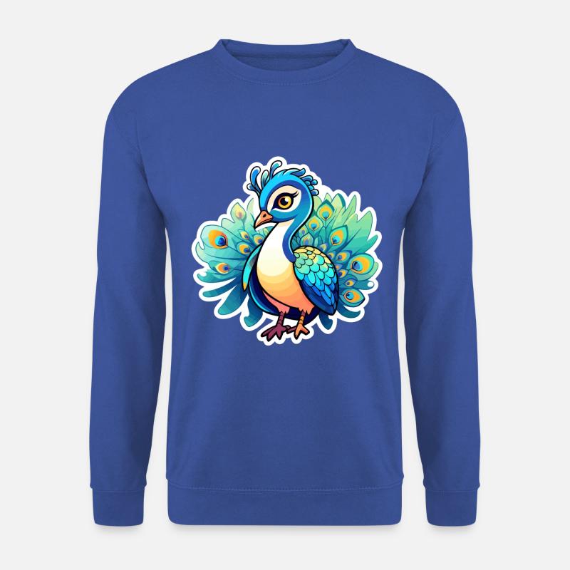 Pfau Vogel Zeichnung - Unisex Pullover - Royalblau