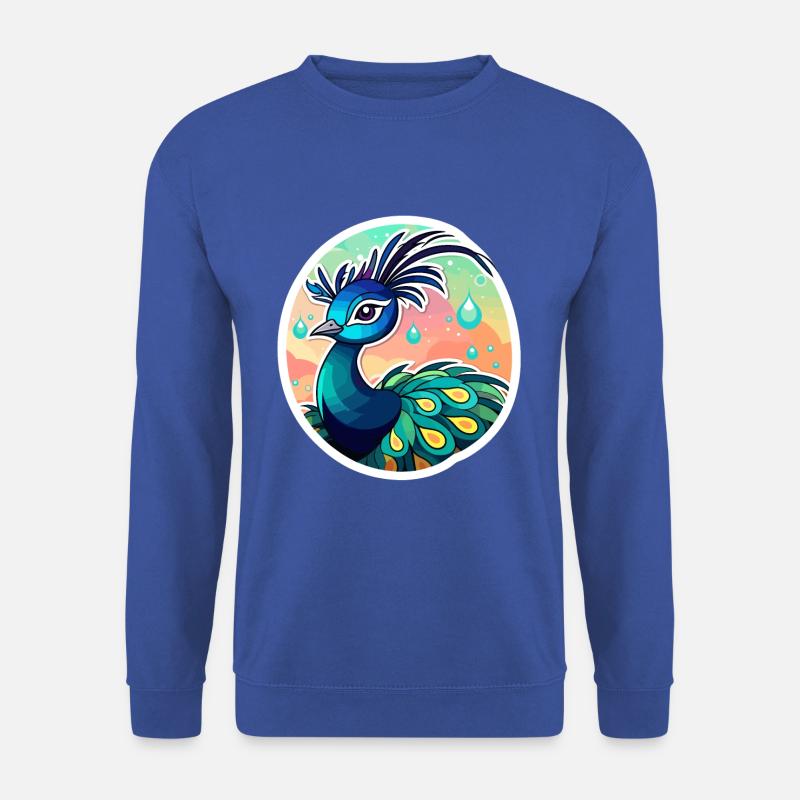 Pfau Vogel Zeichnung - Unisex Pullover - Royalblau