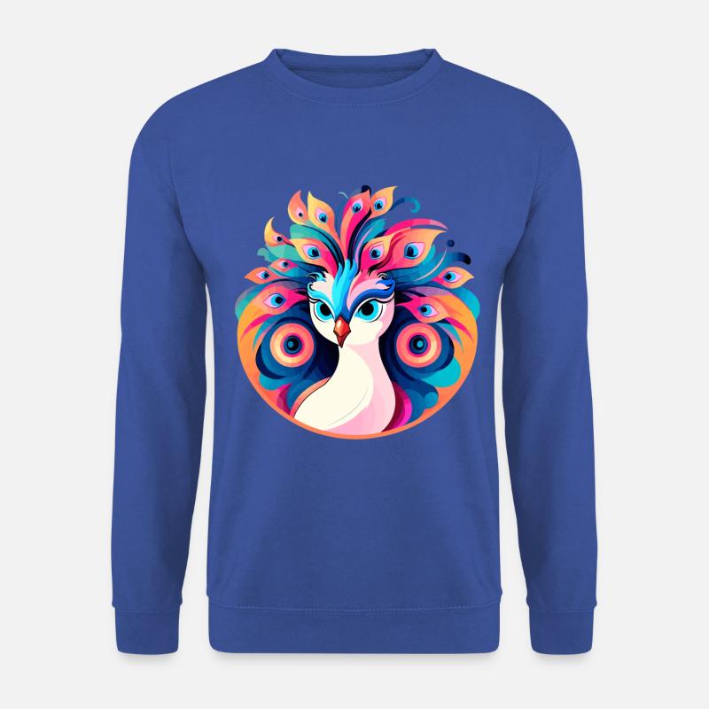 Pfau Vogel Zeichnung - Unisex Pullover - Royalblau