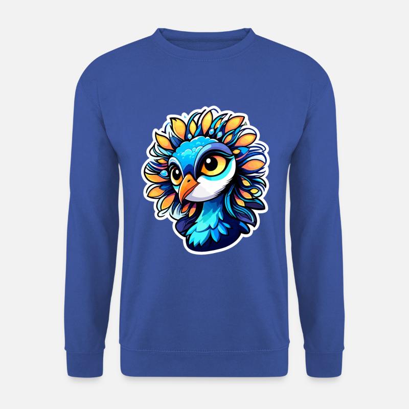 Pfau Vogel Zeichnung - Unisex Pullover - Royalblau