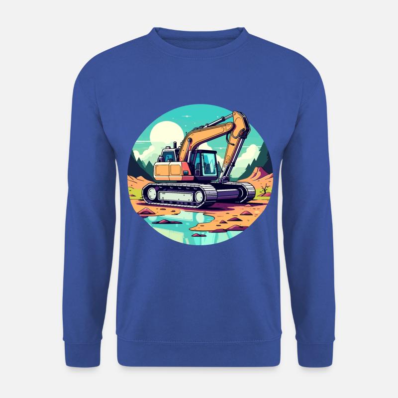 Excavator Construction Site Drawing - Unisex Sweatshirt - royal blue