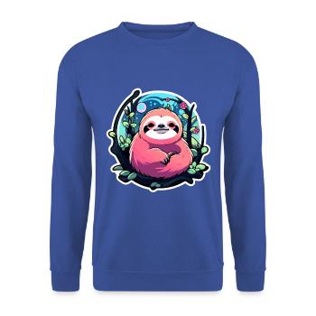 Sloth Drawing - Unisex Sweatshirt - royal blue - Front - Alina (178cm) & Michal (187cm)