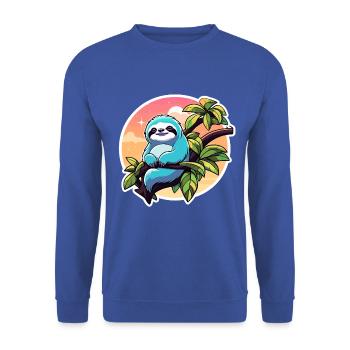 Sloth Drawing - Unisex Sweatshirt - royal blue - Front - Alina (178cm) & Michal (187cm)
