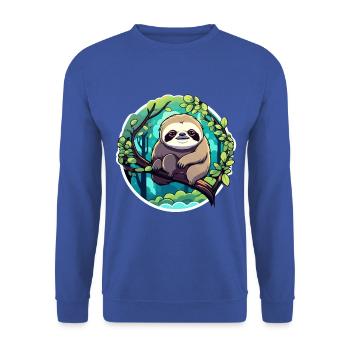 Sloth Drawing - Unisex Sweatshirt - royal blue - Front - Alina (178cm) & Michal (187cm)