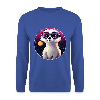 Erdmännchen Zeichnung - Unisex Pullover - Royalblau - Vorne - Alina (178cm) & Michal (187cm)