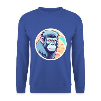 Affe Illustration - Unisex Pullover - Royalblau - Vorne - Alina (178cm) & Michal (187cm)