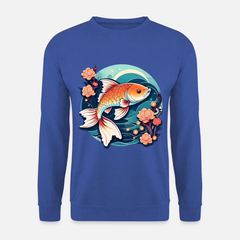Koi Karpfen Zeichnung - Unisex Pullover - Royalblau