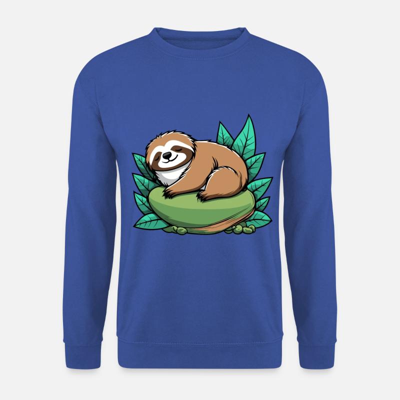 Schlafendes Faultier Illustration - Unisex Pullover - Royalblau