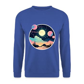 Moon Landscape Illustration - Unisex Sweatshirt - royal blue - Front - Alina (178cm) & Michal (187cm)