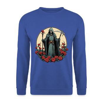 Illustration de fleurs de la Faucheuse - Sweat-shirt Unisexe - bleu royal - Devant - Alina (178cm) & Michal (187cm)