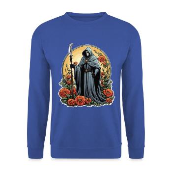 Illustration de fleurs de la Faucheuse - Sweat-shirt Unisexe - bleu royal - Devant - Alina (178cm) & Michal (187cm)