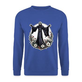Illustration de fleurs de la Faucheuse - Sweat-shirt Unisexe - bleu royal - Devant - Alina (178cm) & Michal (187cm)