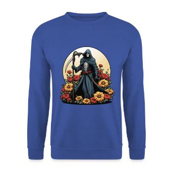 Illustration de fleurs de la Faucheuse - Sweat-shirt Unisexe - bleu royal - Devant - Alina (178cm) & Michal (187cm)
