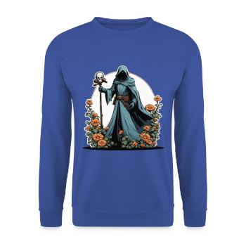 Illustration de fleurs de la Faucheuse - Sweat-shirt Unisexe - bleu royal - Devant - Alina (178cm) & Michal (187cm)