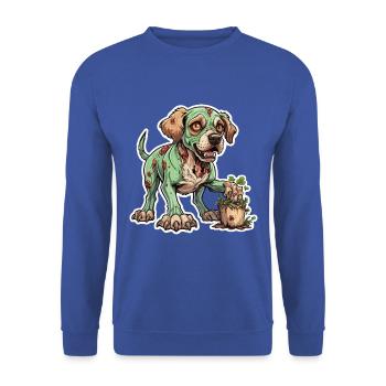 Zombie Hund Illustration - Unisex Pullover - Royalblau - Vorne - Alina (178cm) & Michal (187cm)