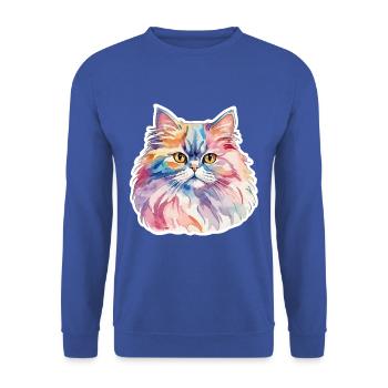 Perserkatze Wasserfarben - Unisex Pullover - Royalblau - Vorne - Alina (178cm) & Michal (187cm)