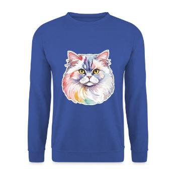 Perserkatze Wasserfarben - Unisex Pullover - Royalblau - Vorne - Alina (178cm) & Michal (187cm)