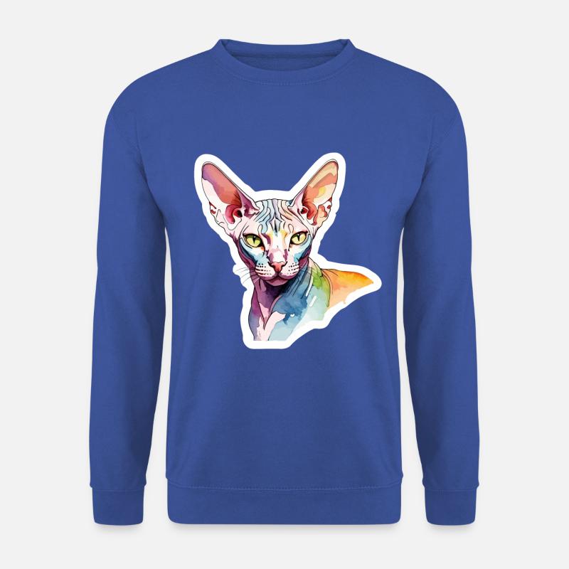 Sphynx Katze Wasserfarben - Unisex Pullover - Royalblau