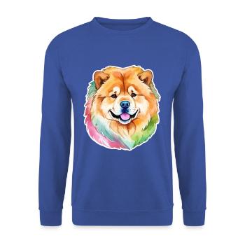 Chow Chow Wasserfarben - Unisex Pullover - Royalblau - Vorne - Alina (178cm) & Michal (187cm)