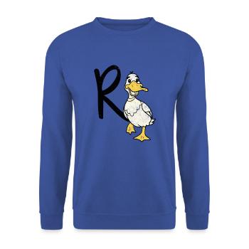 Rente - Ruhestand - Rentner - Unisex Pullover - Royalblau - Vorne - Alina (178cm) & Michal (187cm)