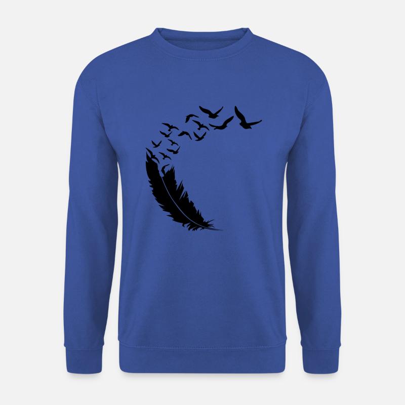 Vogelschwarm - Feder - Kunst - Unisex Pullover - Royalblau